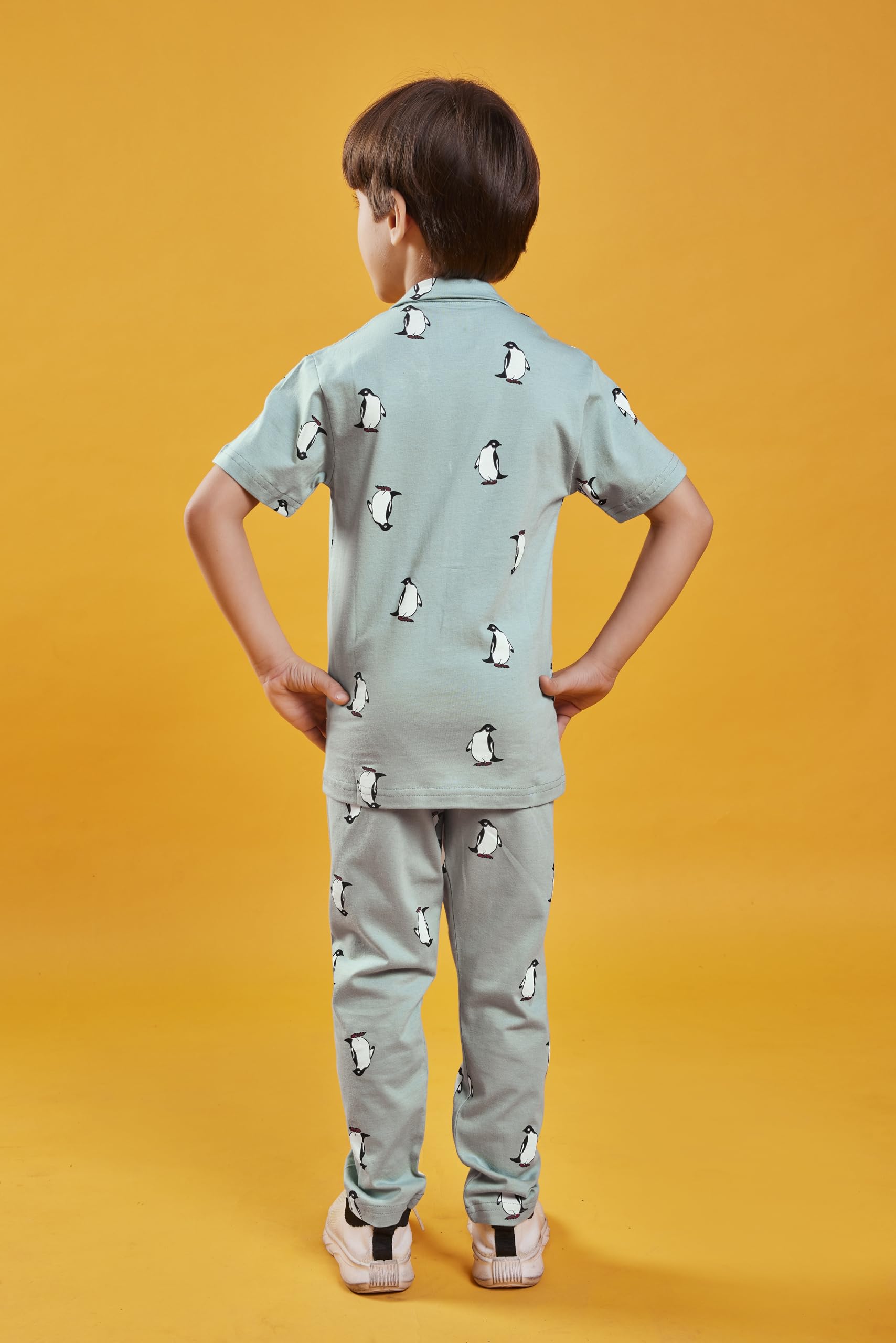 3BROS Unisex Pure Cotton Short Sleeve Kids Night Dress for Boys & Girls Nightwear/Sleepsuit/Loungewear Night Suit/Top and Pyjama Combo Set (Green) (9-10 Years) | JB20HS6031_223_75 - Image 3 thumbnail