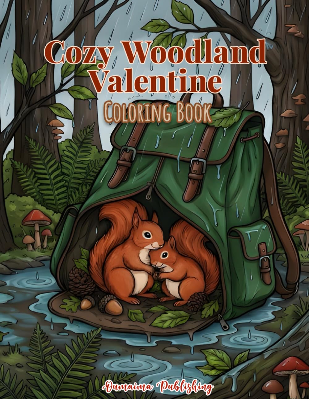 Cozy Woodland Valentine Coloring Book: A Relaxing Adult Coloring Book of Romantic Forest Animals, Rainy Days, and Cozy Shelters