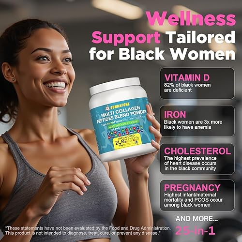 Miniatura 5 de Péptidos de colágeno en polvo 25 en 1, 2 libras (91 porciones)  0.35 onzas de tipos I II III V X + biotina, vitamina C, ácido hialurónico, D3, K2 y