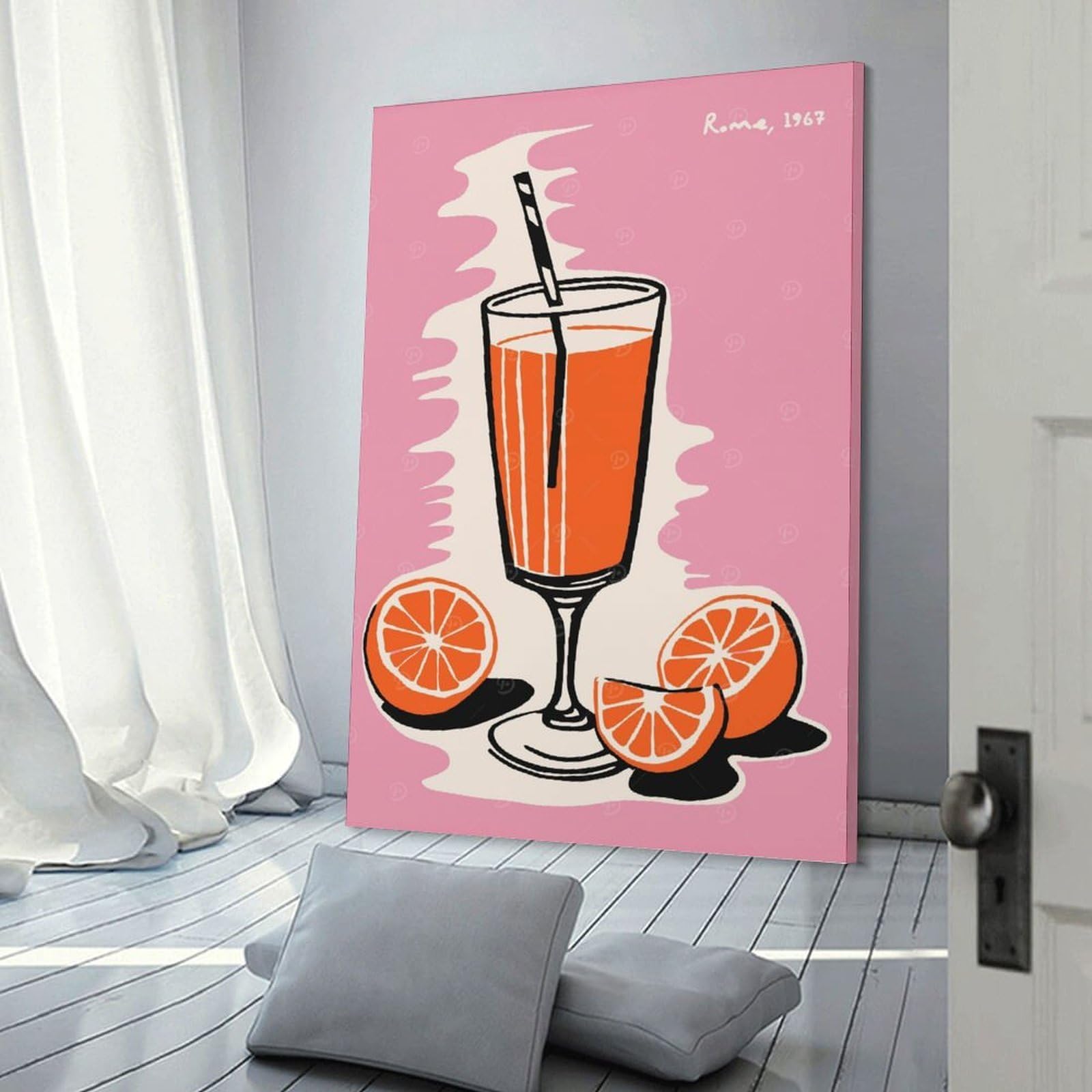 Junmoney Orange Spritz in Rome Canvas Wall Decor, 24x36inch(60x90cm), for Gallery Wall Decor And Room Displays, Wall Decor Suited to Curated Displays