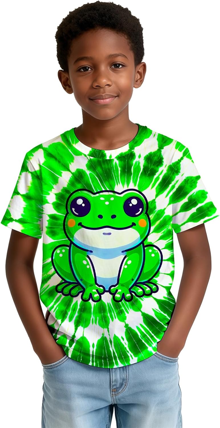 Kids Tie Dye T-Shirts Hippie Short Sleeve Shirt Tees for 6-18 Years Boys Girls - view 2