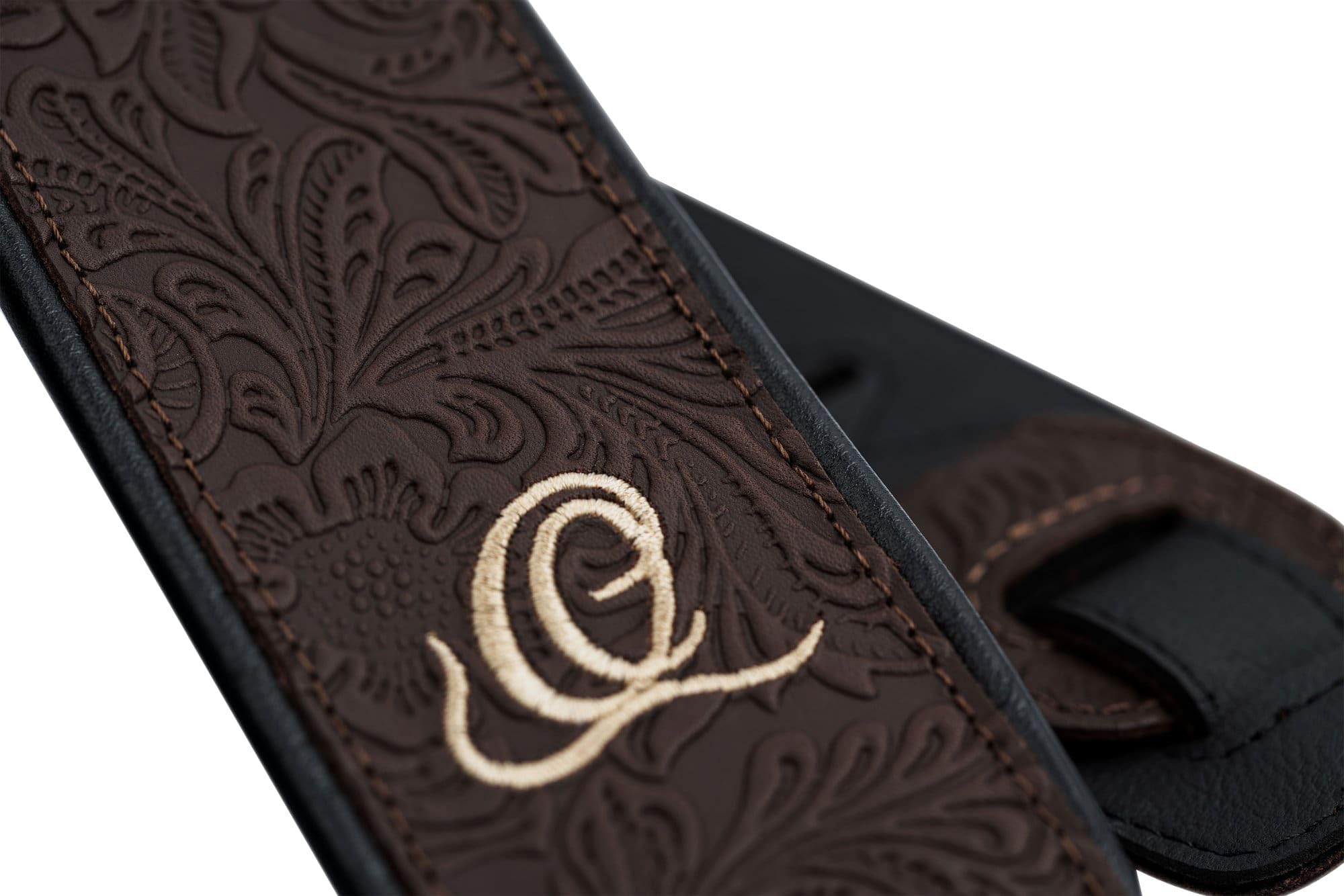 Ortega Guitars Gitarrengurt Länge Verstellbar - Akustik Gitarre / Bass, E-Gitarre, E-Bass - Byzantine Series - Echtleder, Byzantine Cocoa (OSBY-2)