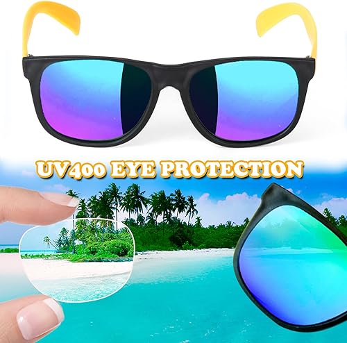 Miniatura 5 de Gafas de sol a granel para regalos de fiesta, paquete de 48 lentes de sol de plástico neón con protección UV400, gran regalo para suministros de