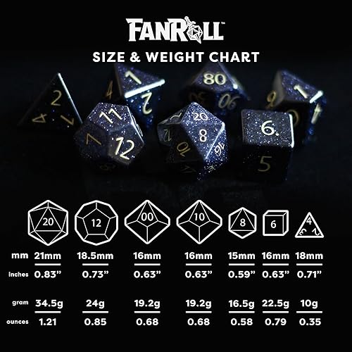 Miniatura 5 de FanRoll - Juego de dados DND de 0.630 in de piedra piedra arenisca azul grabada, dados de juego de rol para Calabozos y Dragones