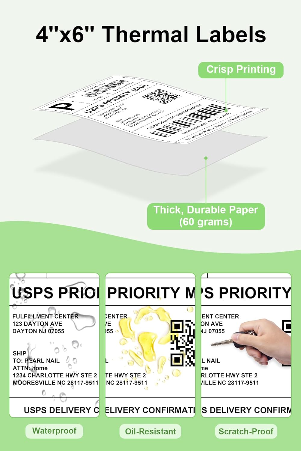 4x6 Thermal Labels - Waterproof Shipping Labels for Thermal Printers, 250/Roll, 4 Rolls, White (Packaging/Mailing/Inventory) - Image 6