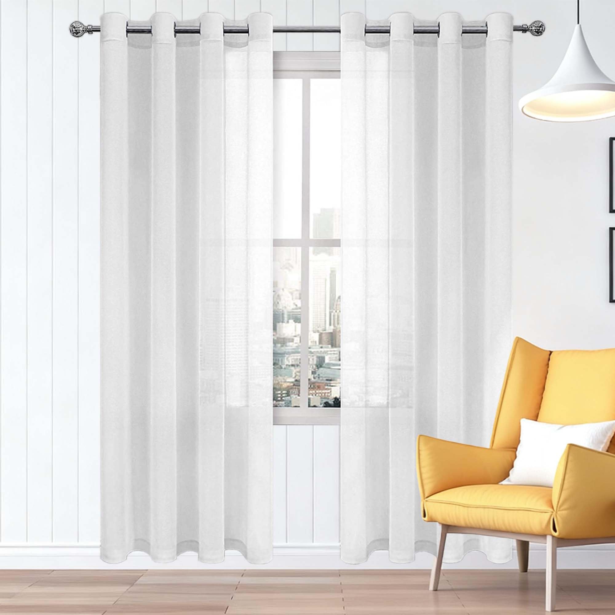 Vorhänge Halbtransparent 650 x 220 cm aus Voile Vorhänge Wohnzimmer Ösen Modern Und Langlebig, Größe Und Farbe Wählbar für Schlafzimmer, Wohnzimmer, Küchenschrank, Weiß
