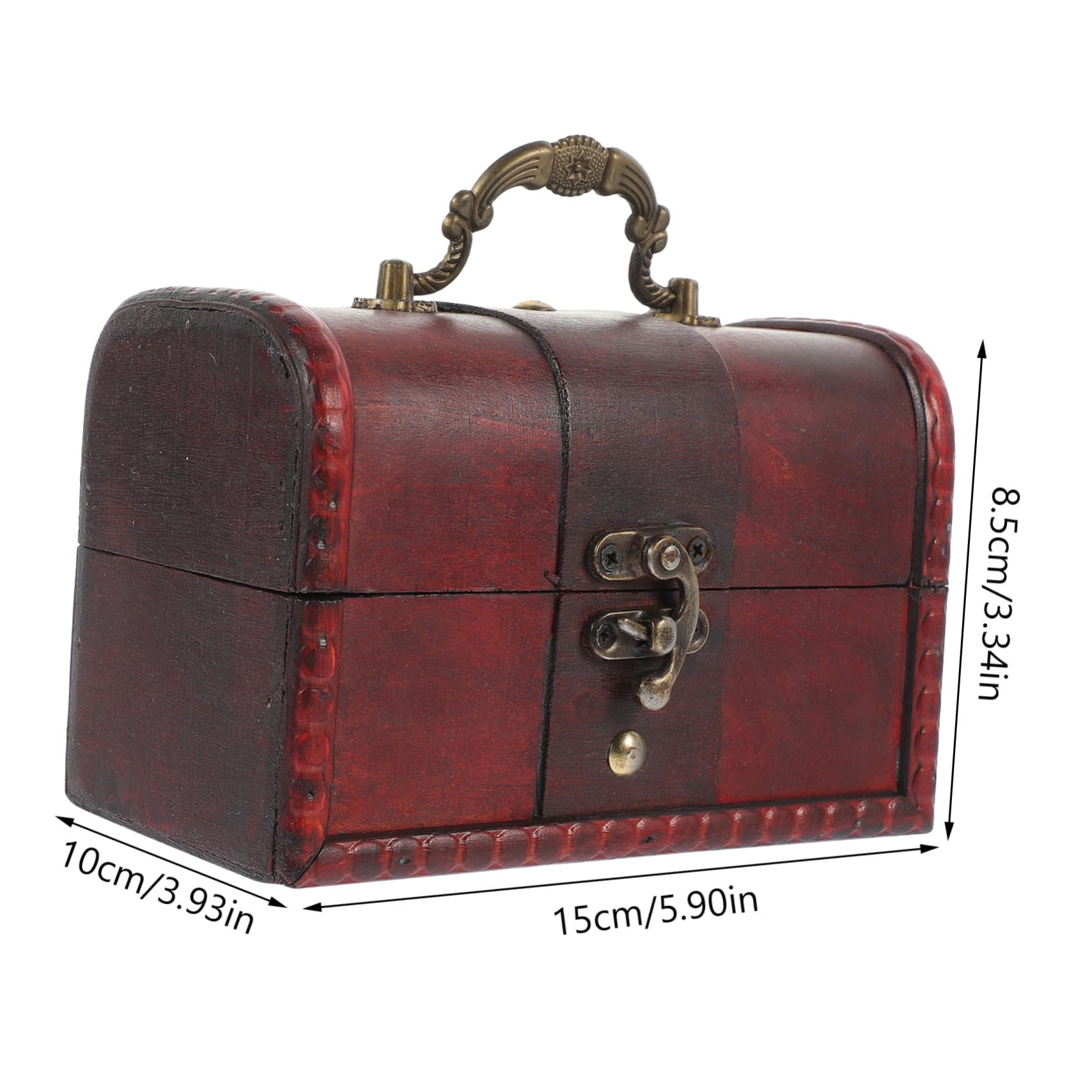 VALICLUD Antique Wooden Treasure Chest Jewelry Storage Box Retro Keepsake Organizer for Rings Earrings Necklaces and