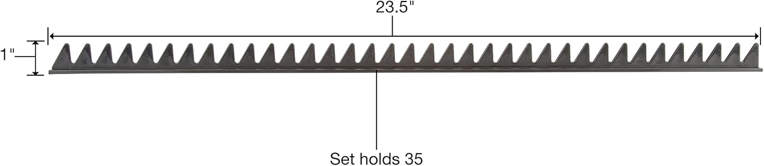 OEMTOOLS 22218 Rail Wrench Organizer, 2 Piece, Wrench Storage Holder For Up To 35 Tools, 23 Inch Low Profile Rail Tool Box Accessories, Adhesive Backing, Black