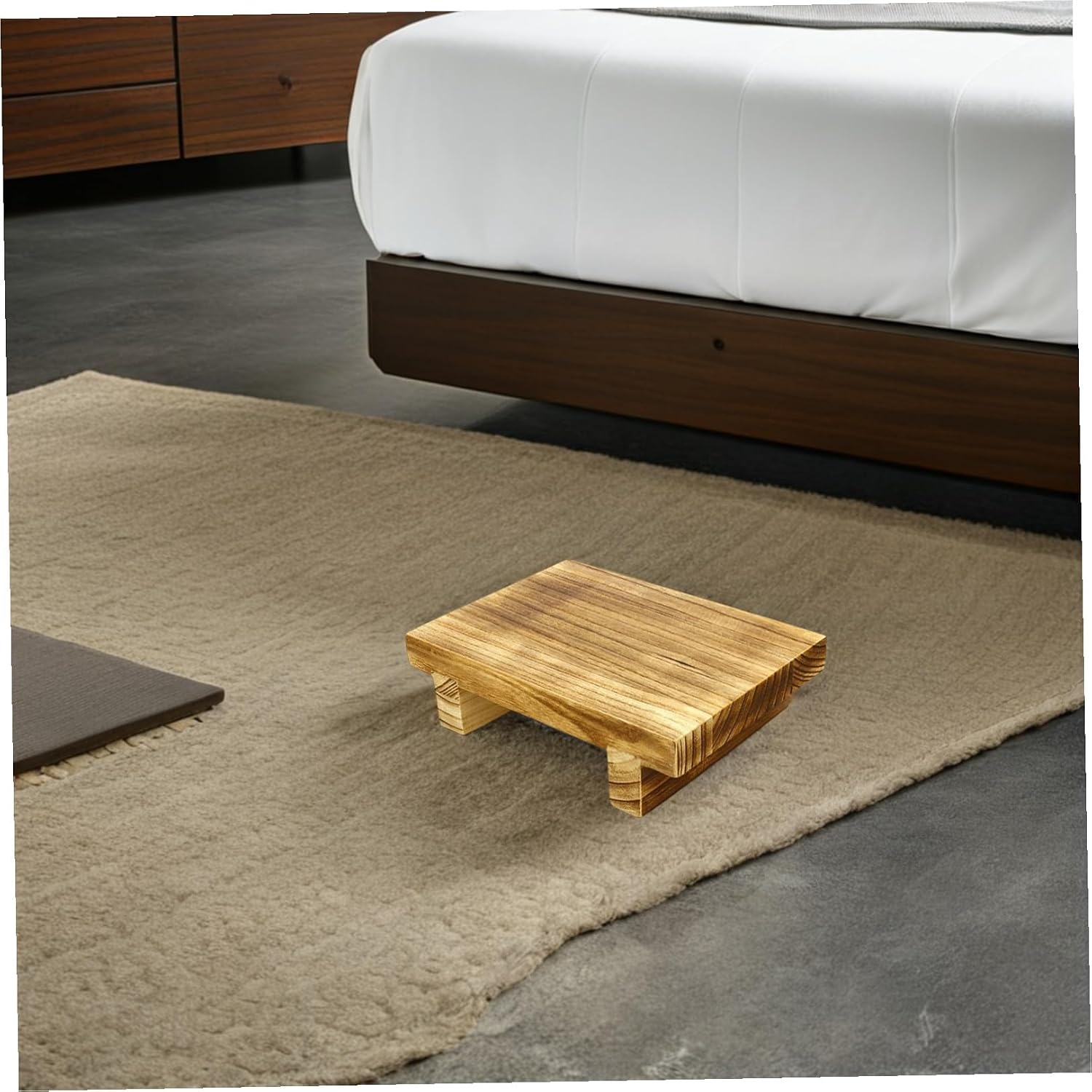 ABOOFAN Wood Bedside Step Stool Solid Wood Footstool for Bedroom and Kitchen Stable Multipurpose Helper with Strong Bearing Capacity Relieves Foot and Back Stylish Minimalist Design