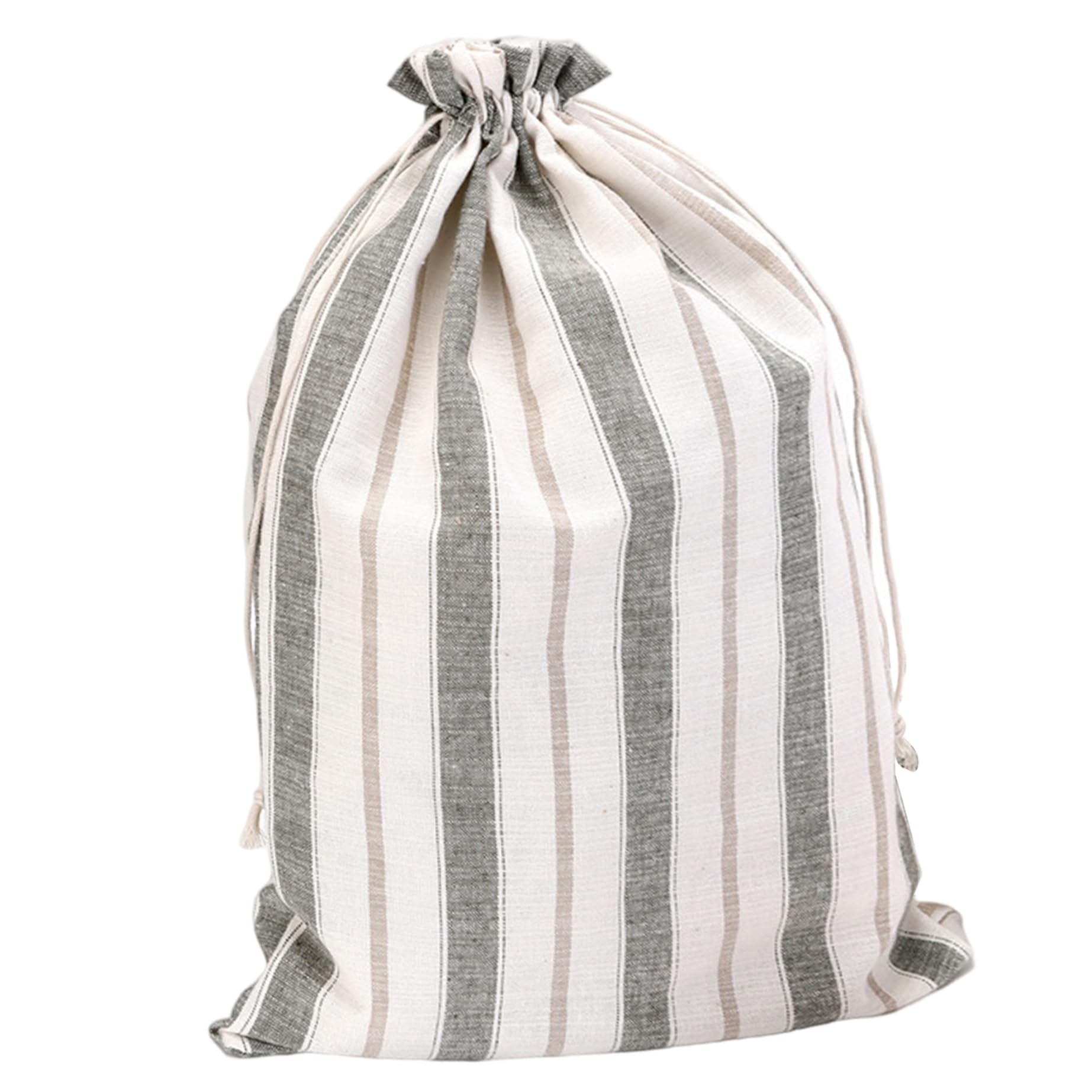 Yvocuyn Bread Bags with Drawstring, Striped Pattern Linen and Cotton Bags, Washable Reusable Sourdough Bread Pouch for Household Bakery 12x18, Light Green