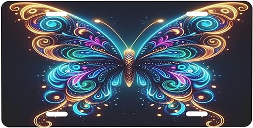 Miniatura 12 de Árbol de la vida - Placa de matrícula colorida abstracta divertida de aluminio para placas delanteras decorativas, impermeables, sin óxido, A: