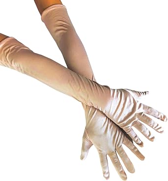 Long Opera Party Gloves for Women, 1920s 20s Satin Gloves Elbow Length for Bridal Evening Dress & Wedding & Dance W-G-1