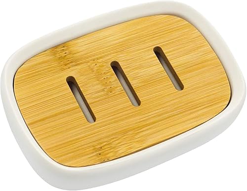 Jabonera de resina arenisca bandeja de bambú para ducha organizador de jabón barra de drenaje para ducha baño cocina fregadero disponible en Yaxa Guatemala