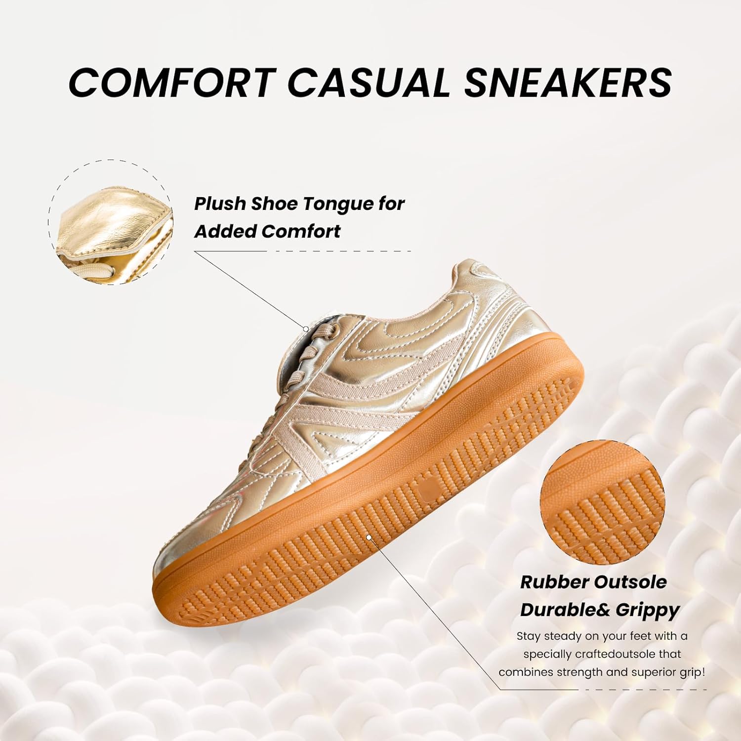 Rosella Carlie Sneakers for Women - Comfortable Casual Walking Tennis Shoes Non-Slip Shoes for Women - Lace-Up Fashion Sneakers Trendy Women's Footwear - Image 4
