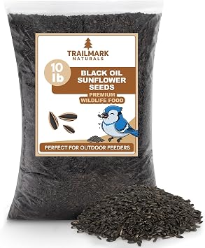 10 Pound Black Oil Sunflower Seeds for Birds Premium Wildlife Food Grown in the USA - Black Oil Sunflower Seeds for Wild Animals and Backyard Feeders
