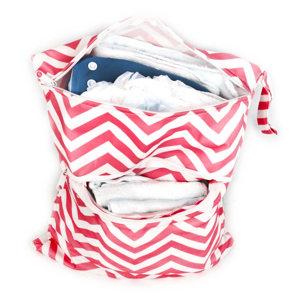 Calandis™ Baby Waterproof Zipper Reusable Cloth Diaper Bag Snap Tote Red and White Ripple Pattern | Diaper Bags | Diapering | Baby-image-45