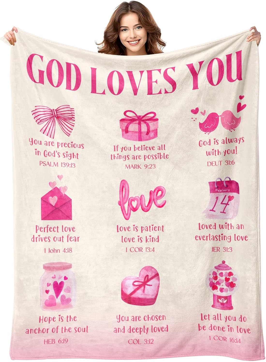 Teen Girl Gifts Trendy Stuff - Baptism Gifts for Girl - Christian Gift for Teenage Girls - Daughter, Granddaughter, Niece, Sister Gift On Valentines Day Christmas Birthday - Love Blanket 50'' x 60''