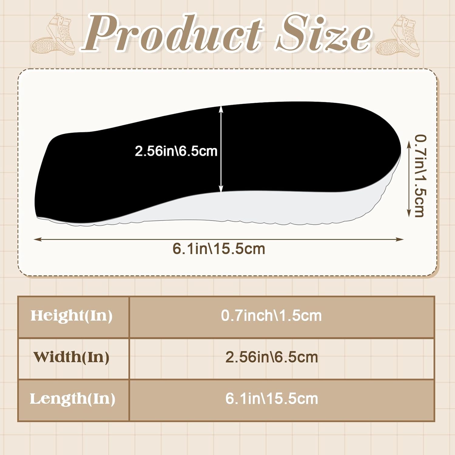 3 Pairs Orthopedic High Pads Height Increase Insoles Support Insoles Height Boosters Cushions for Men, Women(Black,1.4 Inch) Black 1.4 Inch
