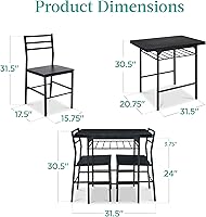Vista 2 de Best Choice Products Juego de comedor moderno de 3 piezas, juego de comedor compacto para cocina, comedor, espacio pequeño con estructura de acero