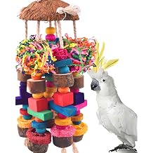 KATUMO Parrot Toys, Large Bird Chew Toys Medium Parrot Cage Accessory Colorful Wood Block Toys for Medium to Large Birds Macaws African Greys Cockatoos Amazon Parrots