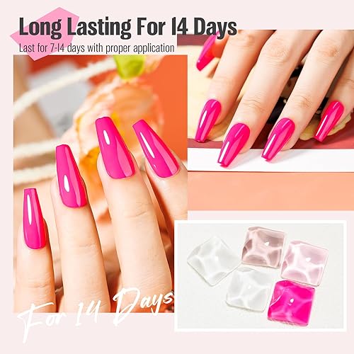 Miniatura 2 de Esmalte de uñas de color rosa intenso brillante, secado rápido, 0.5 onzas líquidas, secado al aire con alto pigmento, arte de uñas, manicura de