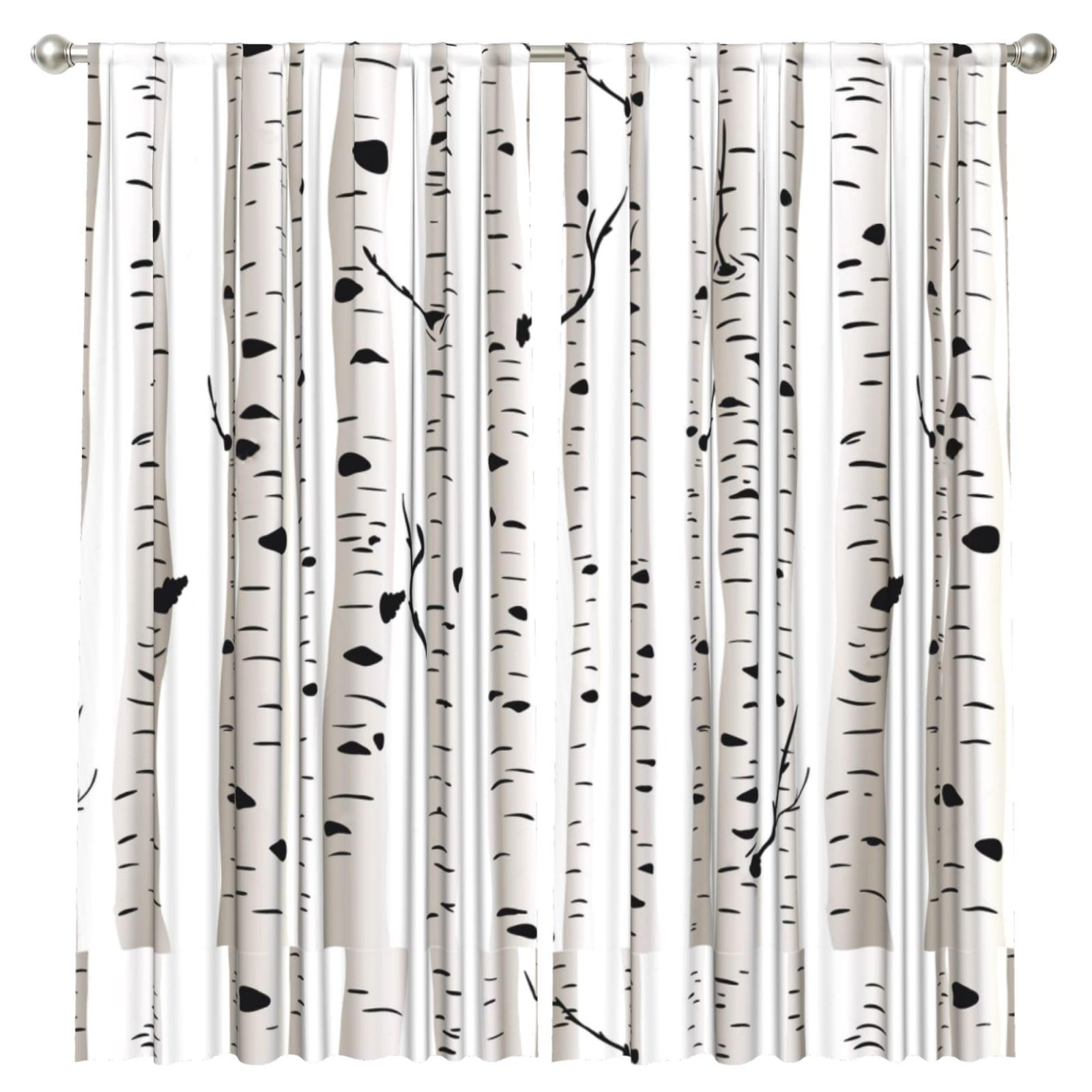 InOmak Print Birch Tree, 2 Panels Window Curtains 52 x 84 Inch Blackout Curtains for Living Room Bedroom