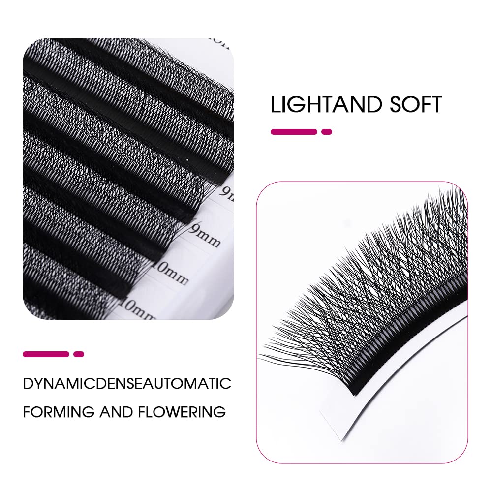 5D W Premade Fans Eyelash Extension 0.07D Curl 14mm W-Shape Pre Made Russian Volume Lashes by FADVAN Natural Matte Black - Image 4