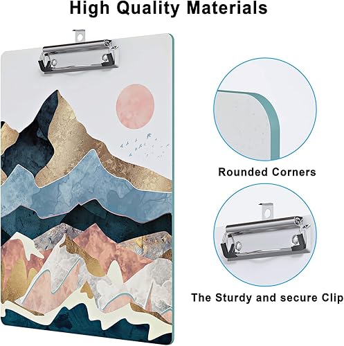 Miniatura 10 de Bonito portapapeles con diseño de madera de leopardo, tamaño A4, tamaño estándar de 9 x 12.5 pulgadas con clip de metal de perfil bajo, puntos de