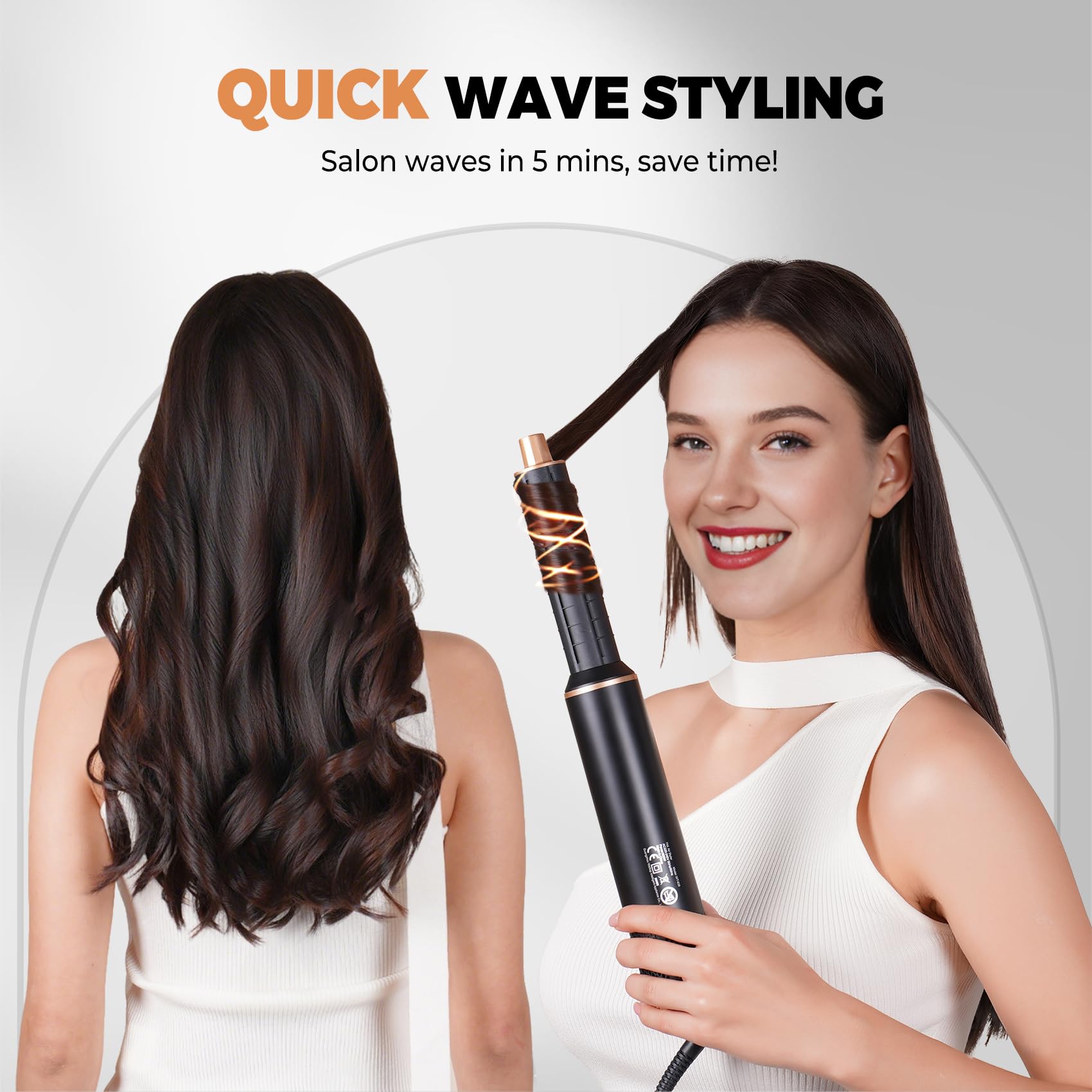 Airstyler 5 in 1 Hairstyler mit Air Lockenstab Föhn Heißluftbürste Haarstyling Geräte Föhnbürste Warmluftbürste Rundbürstenföhn Lockenföhn Stylingbürsten Multi Air Hair Dryer Styler Set, Schwarz/Gold