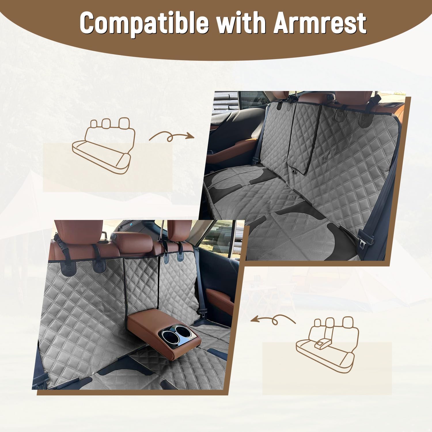 Pet Bench Seat Covers for Small Trucks and Compact SUVs, Heavy Duty Nonslip Car Seat Protector for Child Car Seat, Waterproof Seat Covers for Dogs and Kids,Fits SUVs,Small Trucks(Grey)