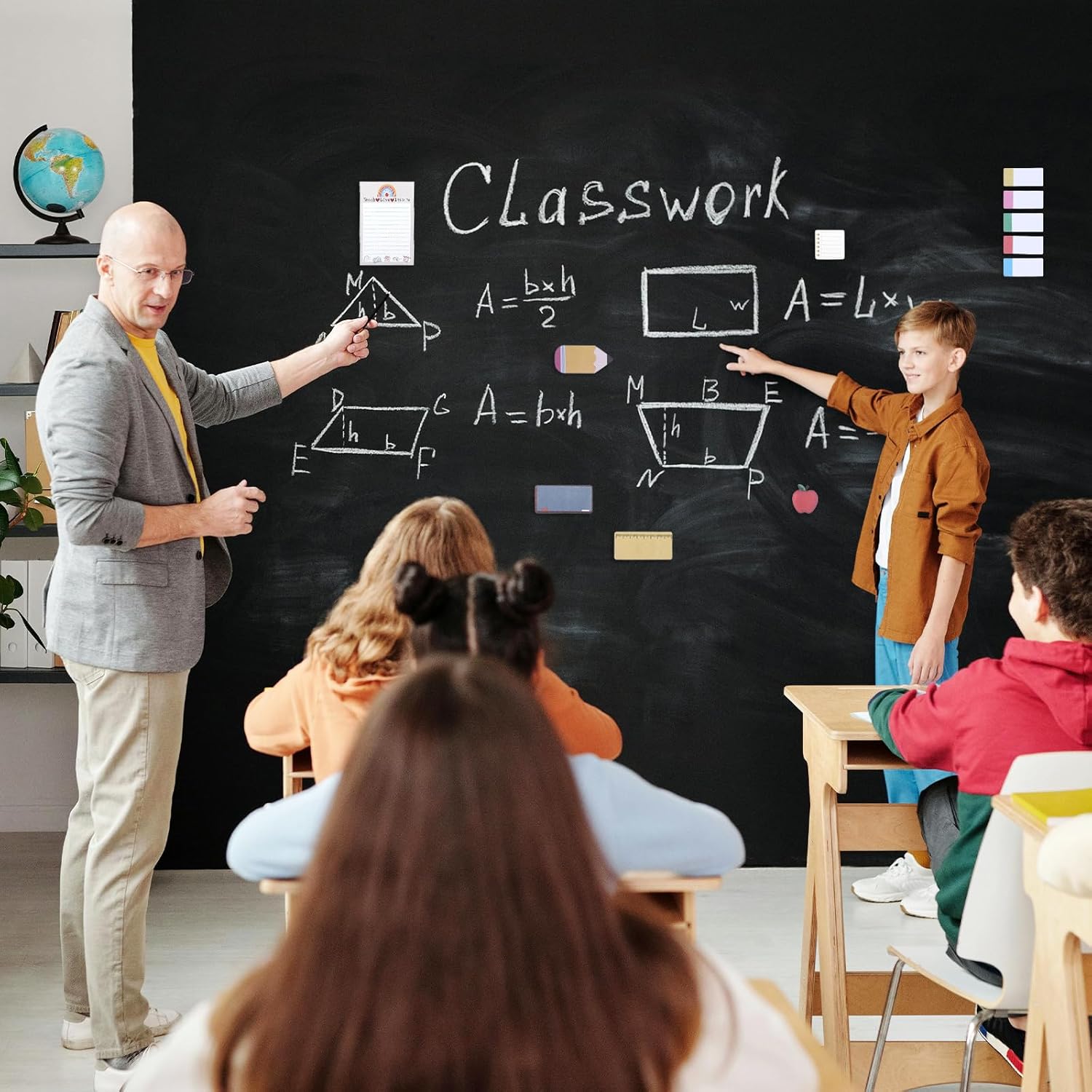 Teaching is A Work of Heart Teacher Sticky Notes Supplies Set, Teacher Appreciation Sticky Notes Gifts Note Pads Writing Memo Pads Self-Stick Chalkboard Pencil Shape School Office 550 Sheet(White) - Image 6