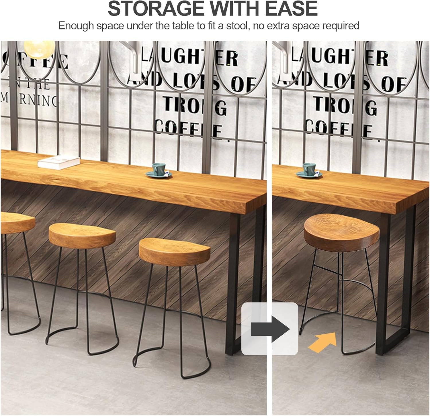 Bar Height Pub Table, Rectangle Bar Bistro Long Counter Height High Top Dining Table Rustic Breakfast Desk for Coffee Kitchen Restaurant (55" L*17.7" W*41.3" H)