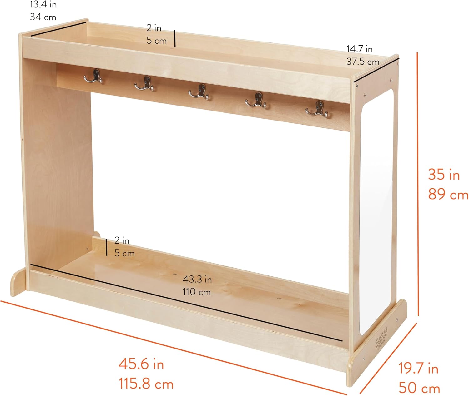 Double-Sided Dress-Up Island with Mirrors, Clothes Rack, Natural