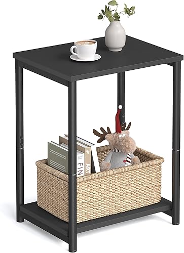 Miniatura 15 de VASAGLE Juego de 2 mesas auxiliares, mesa auxiliar pequeña, mesita de noche para sala de estar, dormitorio, oficina, baño, color blanco ULET272W14