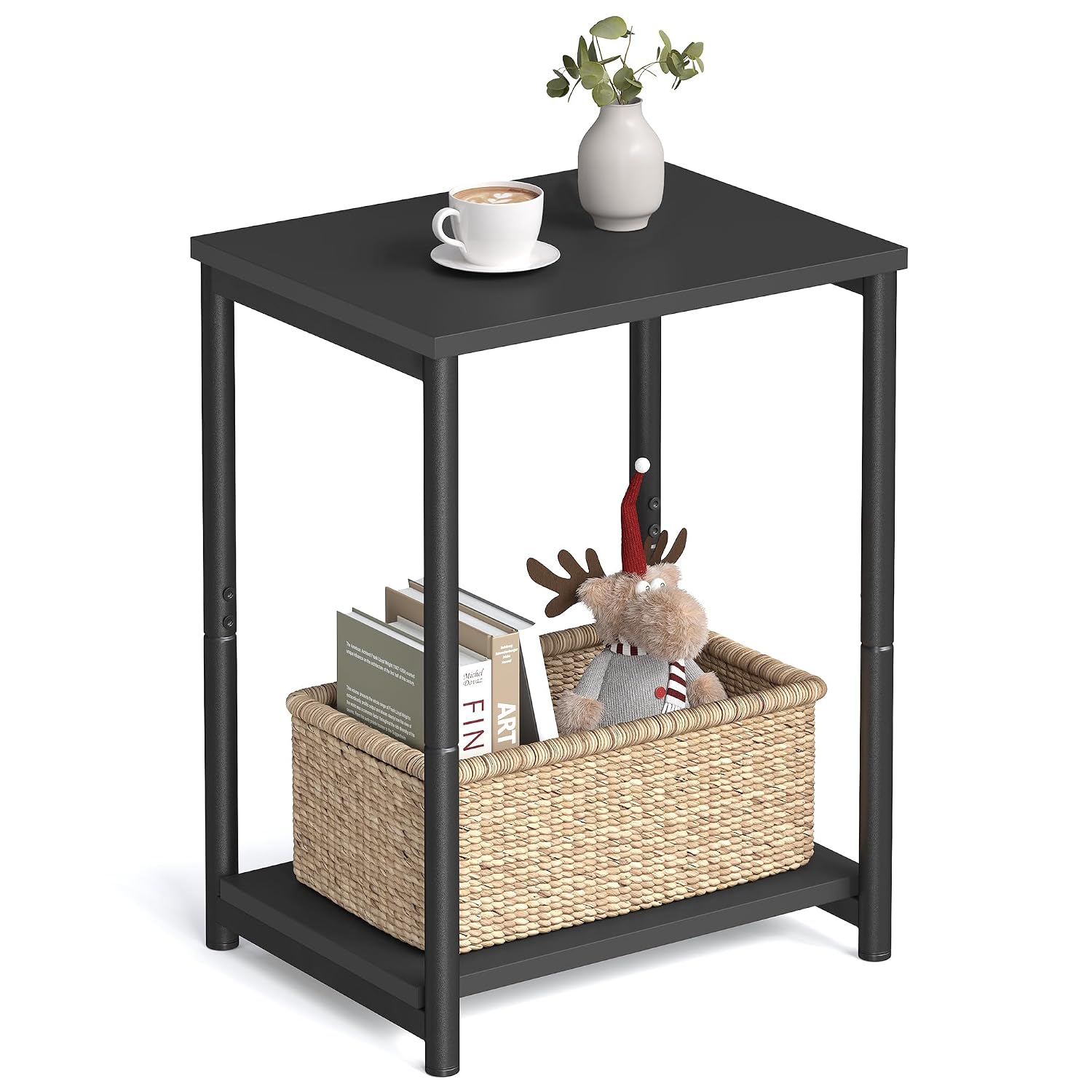 VASAGLE End Table, Side Table with Storage Shelf, Slim Night Table, Steel Frame, for Living Room, Study, Bedroom, Industri... - Review, Price and Buying Guide