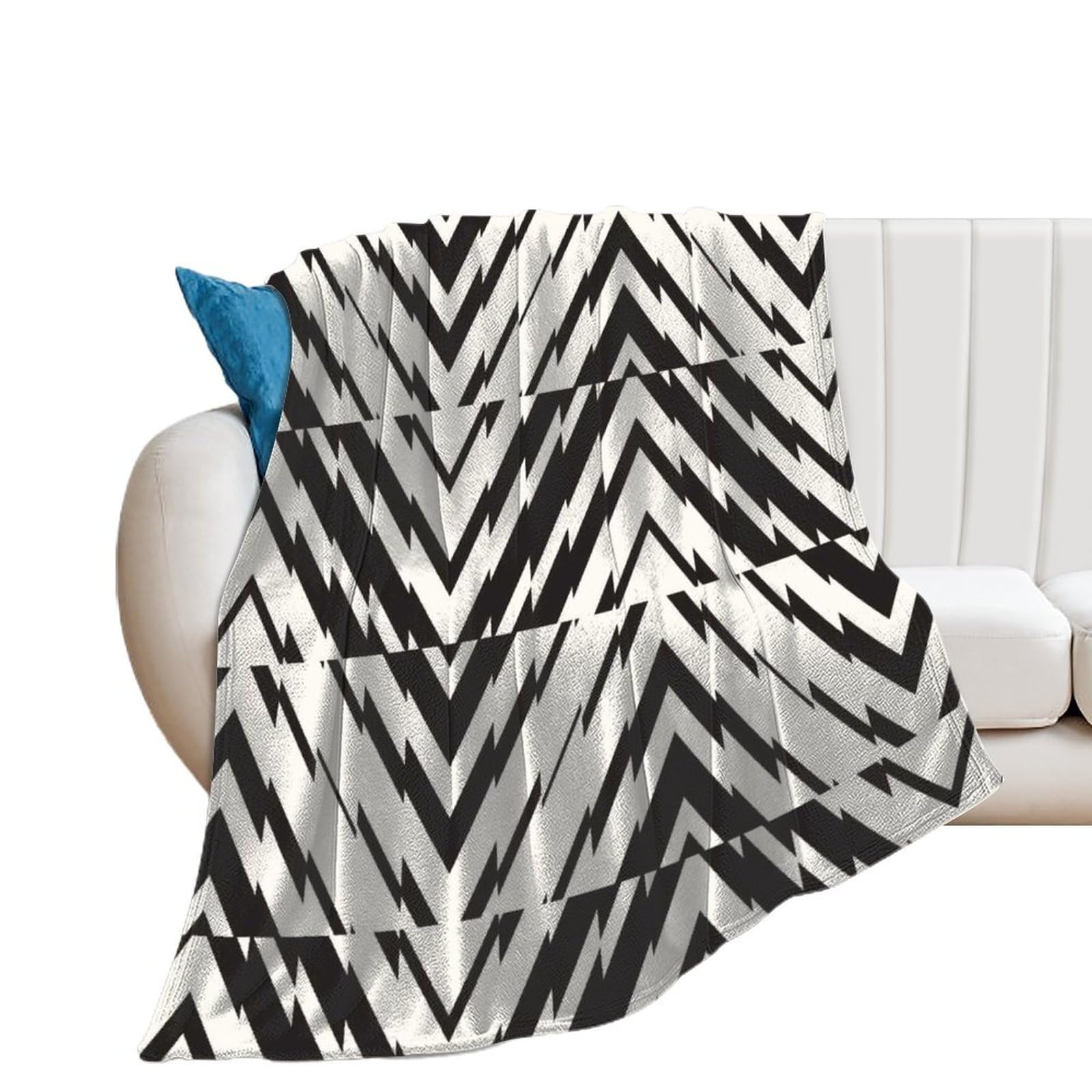 Couverture en flanelle douce au design géométrique noir d'exception