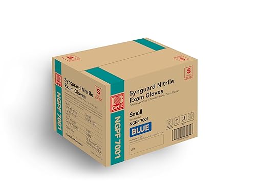 Basic Medical Blue NGPF 7001 - Guantes de examen de nitrilo – Sin látex y sin polvo – NGPF 7001 (caja de 1000), talla S