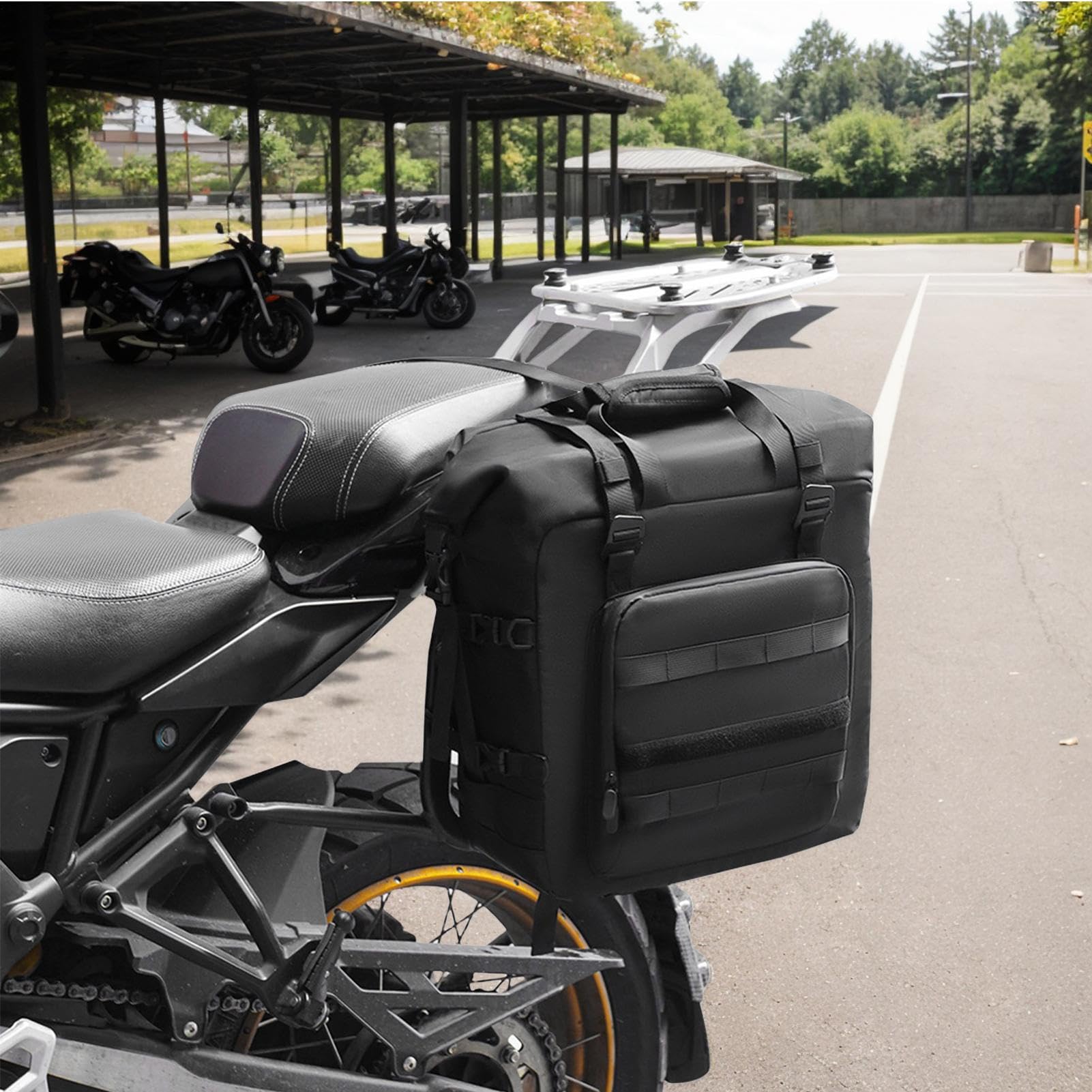 Sacoches de selle de moto, sac de rangement, résistant à l'eau, capacité de 30 l, fermeture à boucle , 1 paire pour voyage, tourisme, aventure en plein air, 2,7 kg, noir | Sac à Outils Moto Pour Femmes Adultes Et Adolescents Activités De Plein Air Cyclism