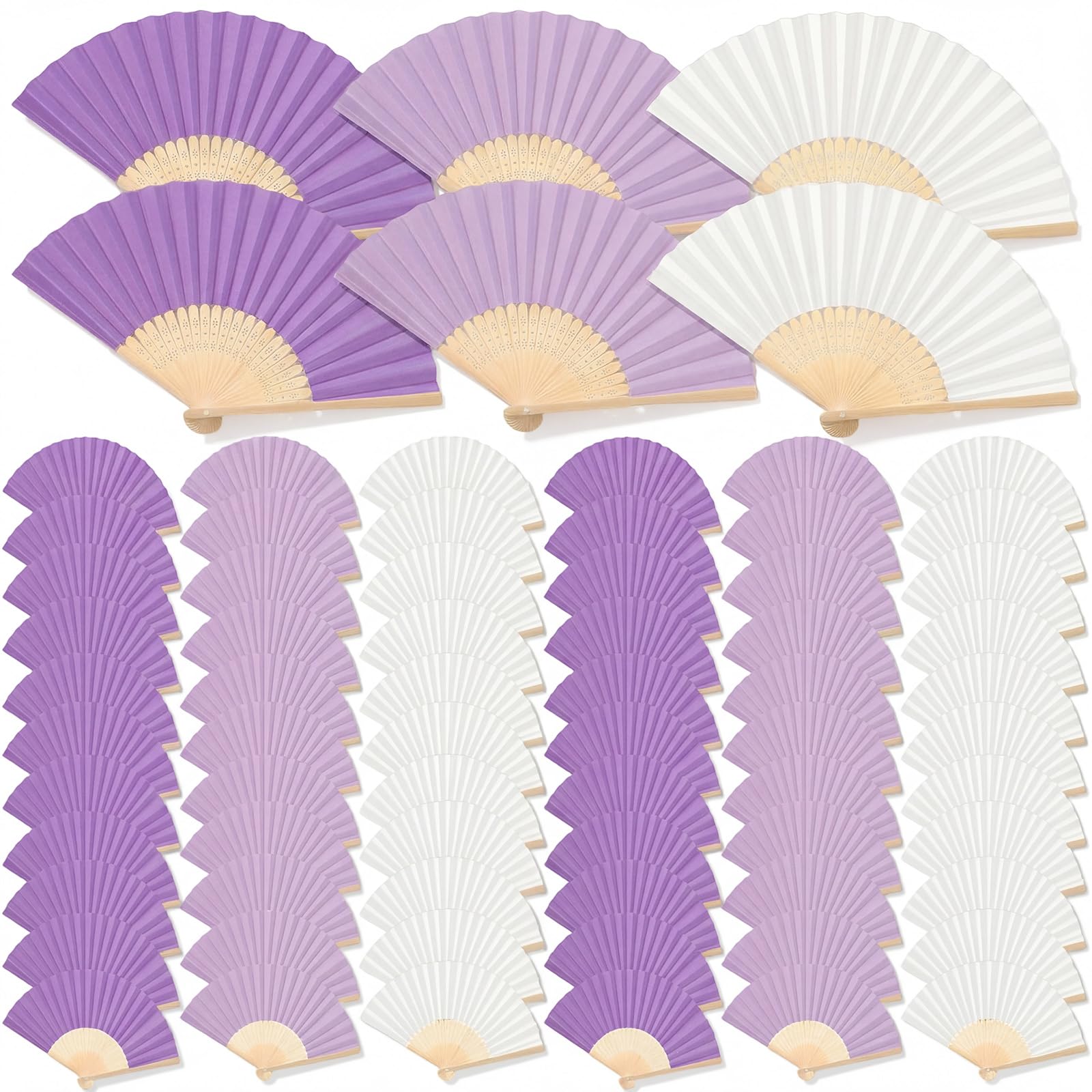 Faltbare Handfächer aus Papier, 21,6 cm, tragbar, dekorative Fächer für Hochzeit, Party, Babyparty, Dekorationen, Basteln, Fotografie, Requisiten, 60 Stück