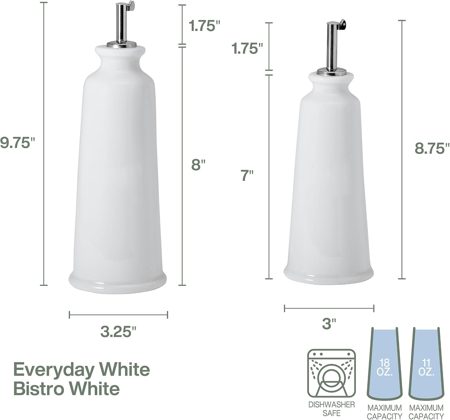Everyday White by Fitz and Floyd Bistro Oil and Vinegar Bottle Set