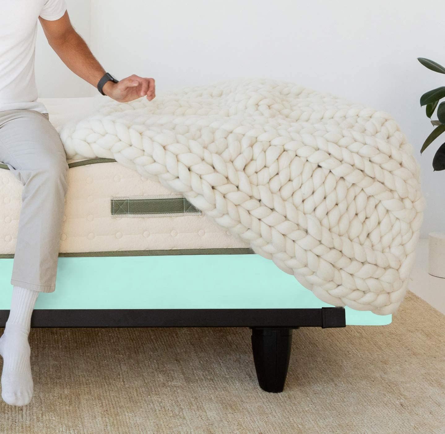 Box Spring Cover Full Size ~ 100% Egyptian Cotton Wrap Around 4 Sides Bed Skirt for Hotel & Home, Fits Box Springs up to 18” - Full, Aqua Blue