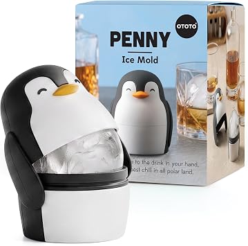 OTOTO Ice Ball Mold - Penguin Shaped Single Round Ice Mold for Espresso, Lattes and Matcha, Easy Fill and Release, Unique Kitchen Gadget, White Elephant Gifts Penny Penguin