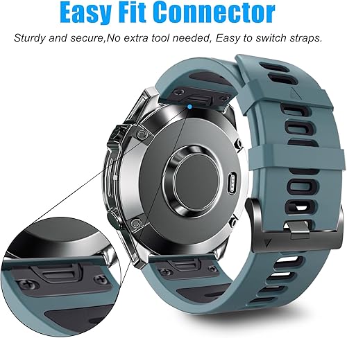 Miniatura 15 de ZPJPPLX Correas de reloj de 1.024 in de fácil ajuste para tactix 8, Fenix 8, 2.008 in, 7X Pro 6X 5X, correas deportivas de silicona suave Rojo/Negro