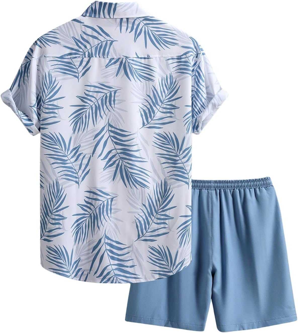 WDIRARA Men's Hawaiian Matching Set Summer Beach 2 Piece Outfits Tropical print Shirts and Shorts - Image 3