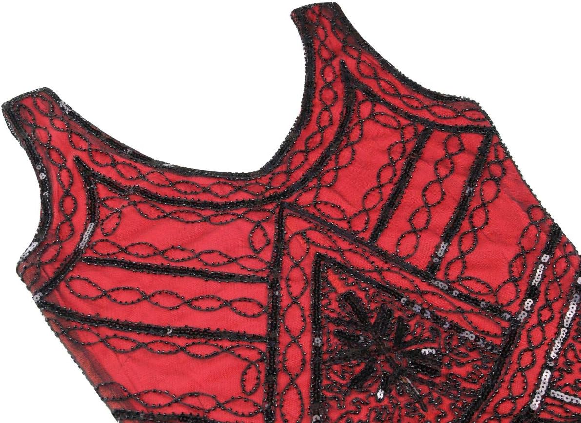 1920s Gatsby Sequin Fringed Paisley Flapper Dress with 20s Accessories Set - Image 5