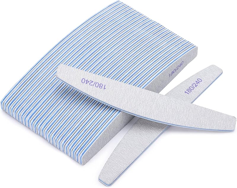 25 Pieces 180/240 Grit Nail Files for Natural Nails, Fingernail Files Double Sided Emery Boards for Nails