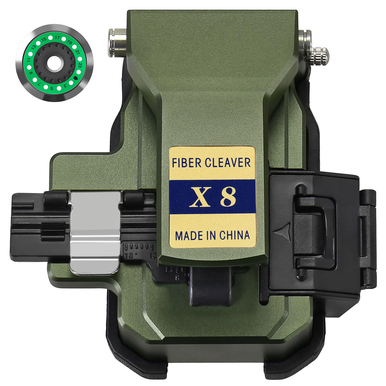 X8 Optical Fiber Cleaver 3-in-1 fixture High Precision Fiber Cleaver Stripping Cutter Hot Melt Cutting tool For Fusion Splicer 24 Position Blade Connection Tools (X8-GREEN)