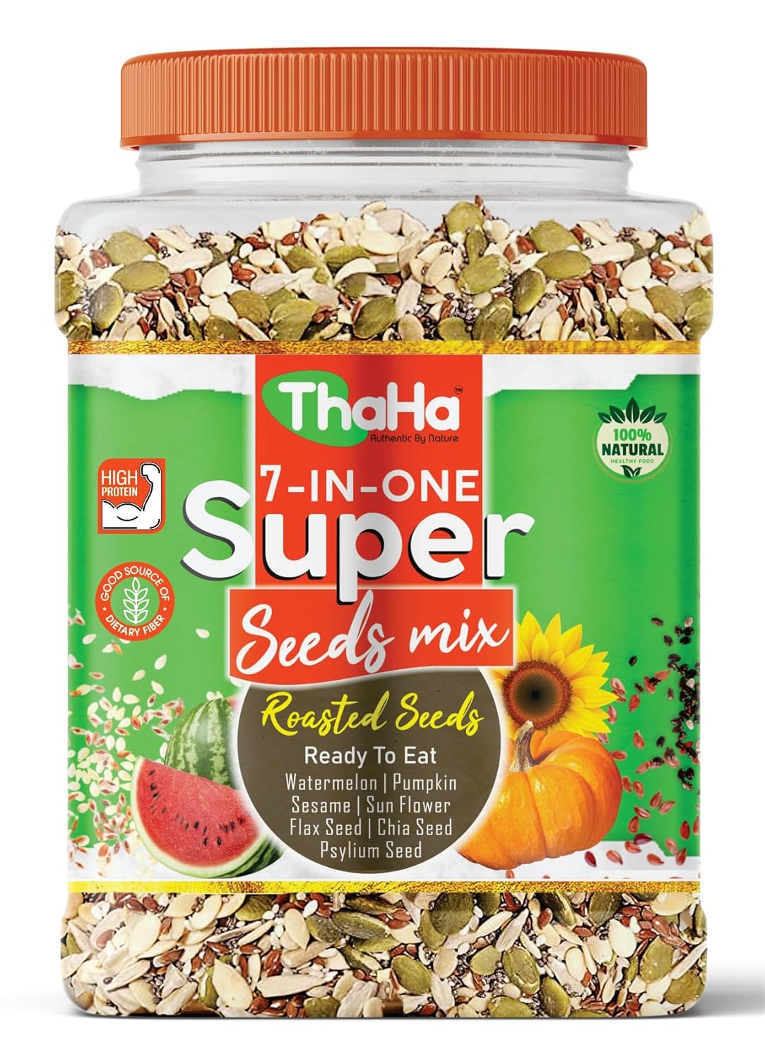 Thaha 7 in 1 Super Seeds Mix 800 GM | Edible Seeds | Slightly Roasted Seeds (800 GM Monthly Pack)