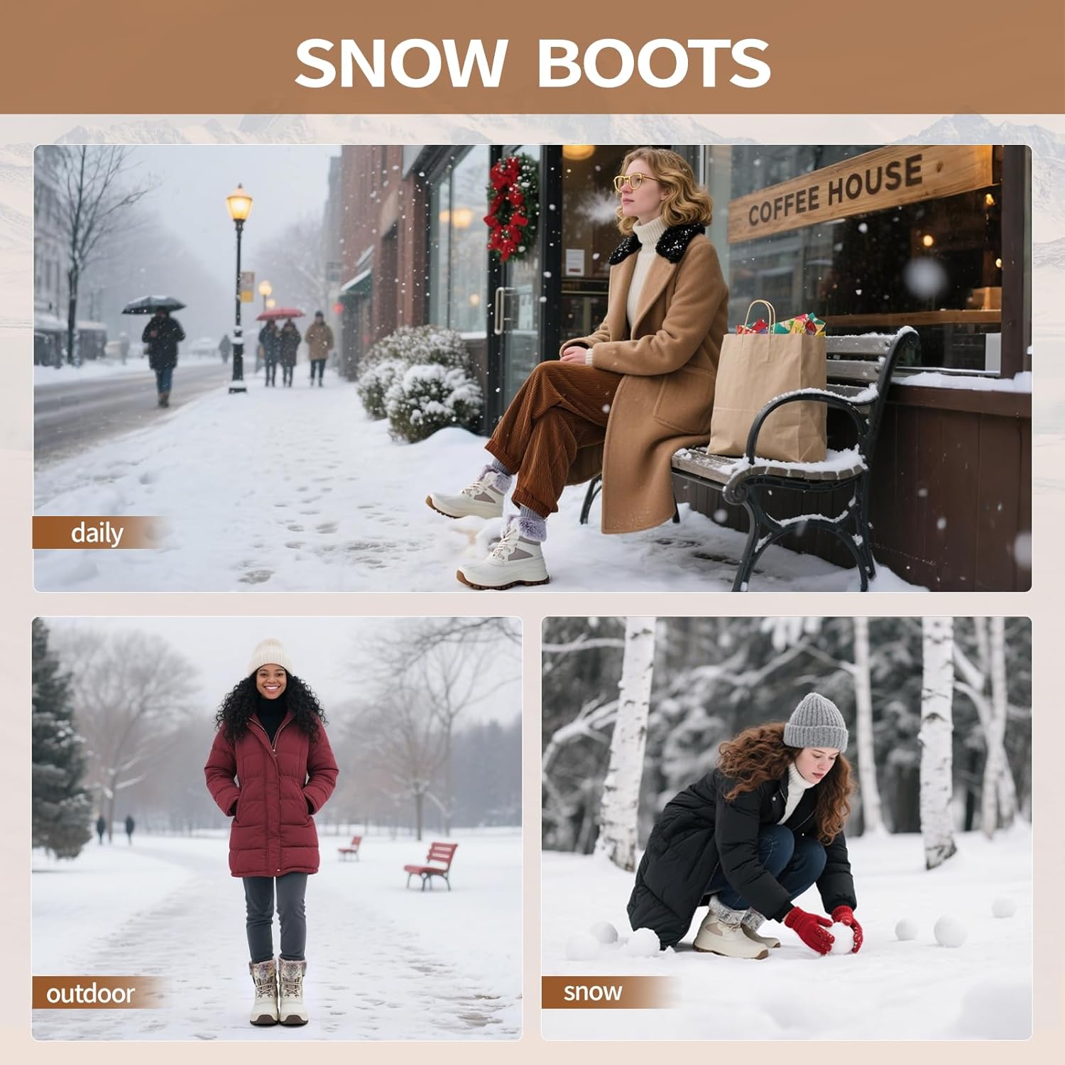 Women Winter Snow Boots | Waterproof Shell | Warm Duck Boots