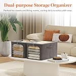 Lifewit 6 Pack Clothes Storage Bins with Metal Frame, Foldable Clothing Storage Bins, 40L Stackable Storage Box Storage Bags Fabric Bins Organizer with Lids, Clear Window＆ Zippers＆ Sturdy Handles